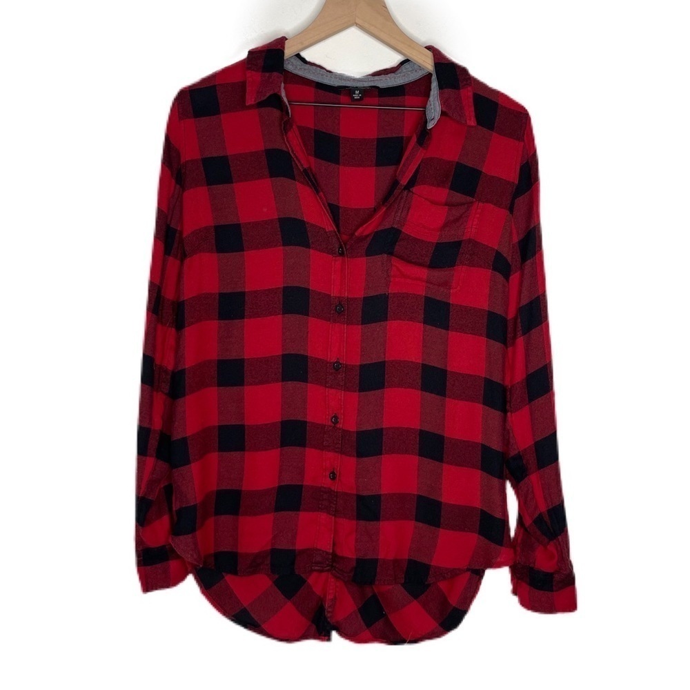 Lucky Brand Red Black Buffalo Plaid Button Down Shirt